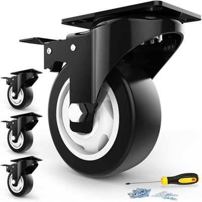 CASTER WHEEL BLACK 3'' SWIVEL WITH BREAK